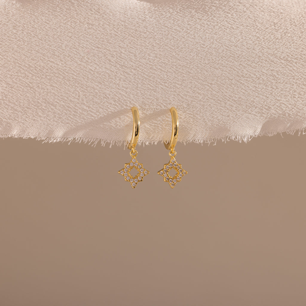 Twilight Star Hoops in 18K Gold