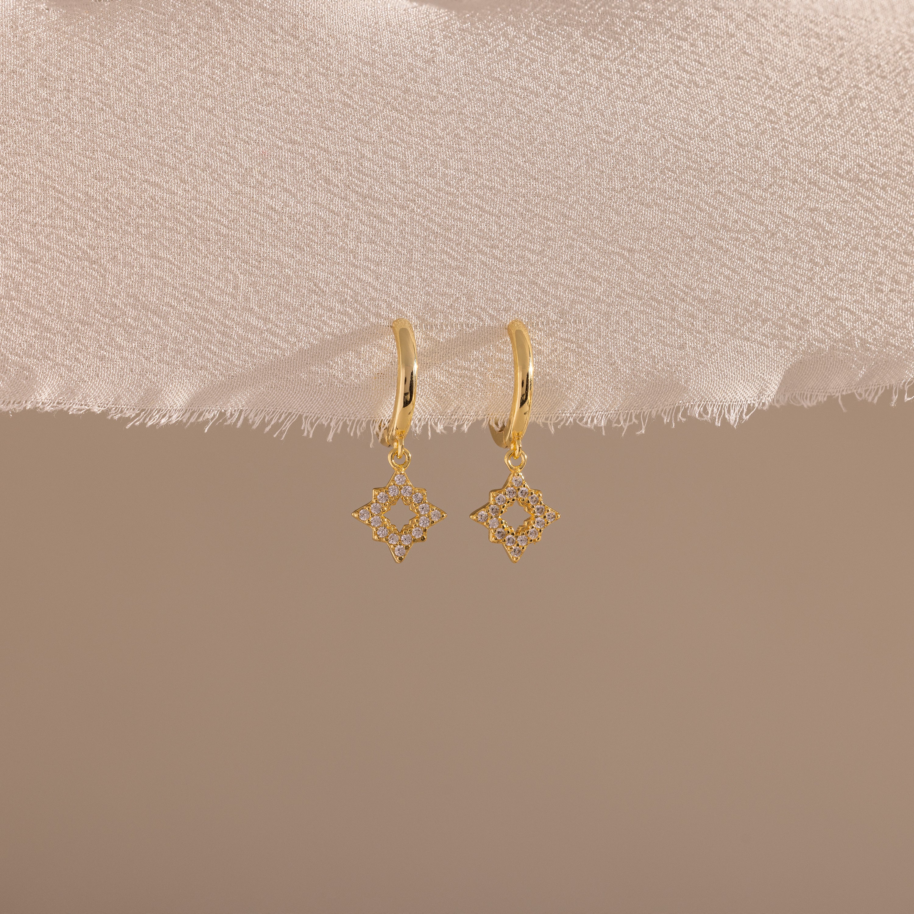 Twilight Star Hoops in 18K Gold