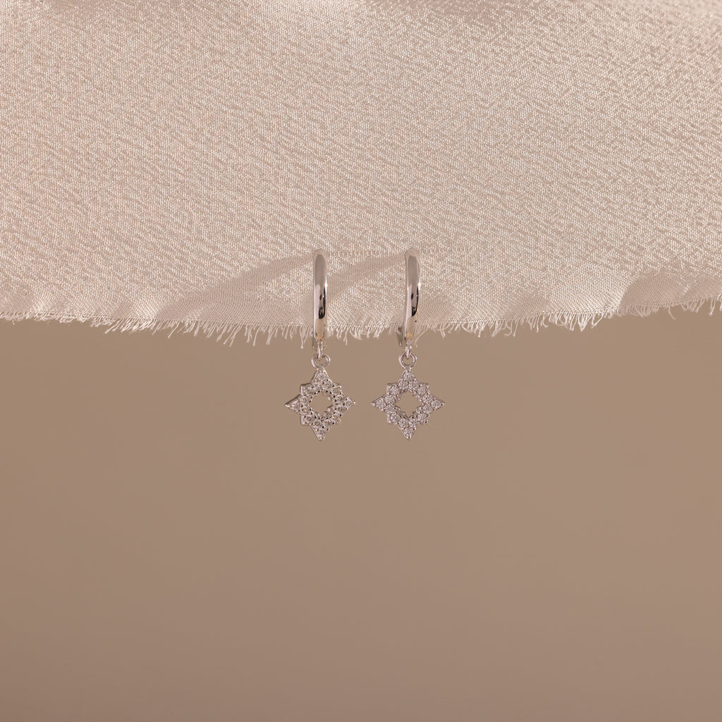 Twilight Star Hoops in Sterling Silver