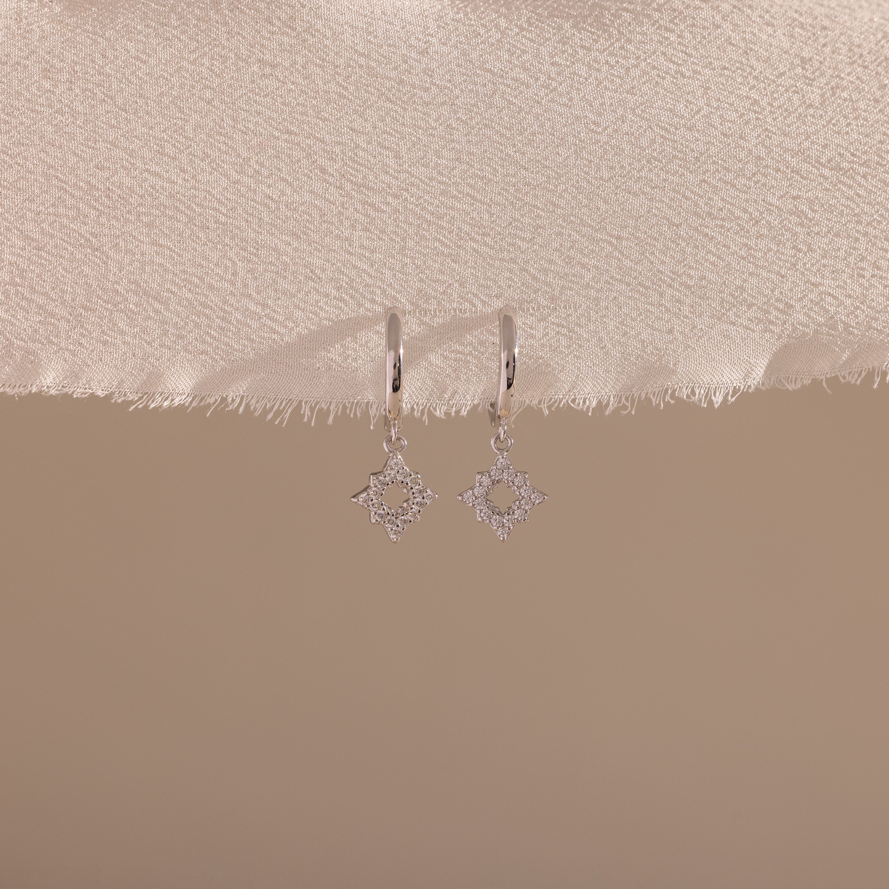 Twilight Star Hoops in Sterling Silver