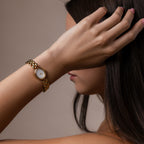 Model wearing our Cherry Blossom Timepiece watch