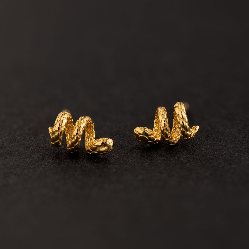 Twisted Snake Studs in 18K Gold