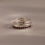 Triple Linked Garnet Ring Set