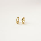Dainty Sphere Beaded Huggies in 18K Gold