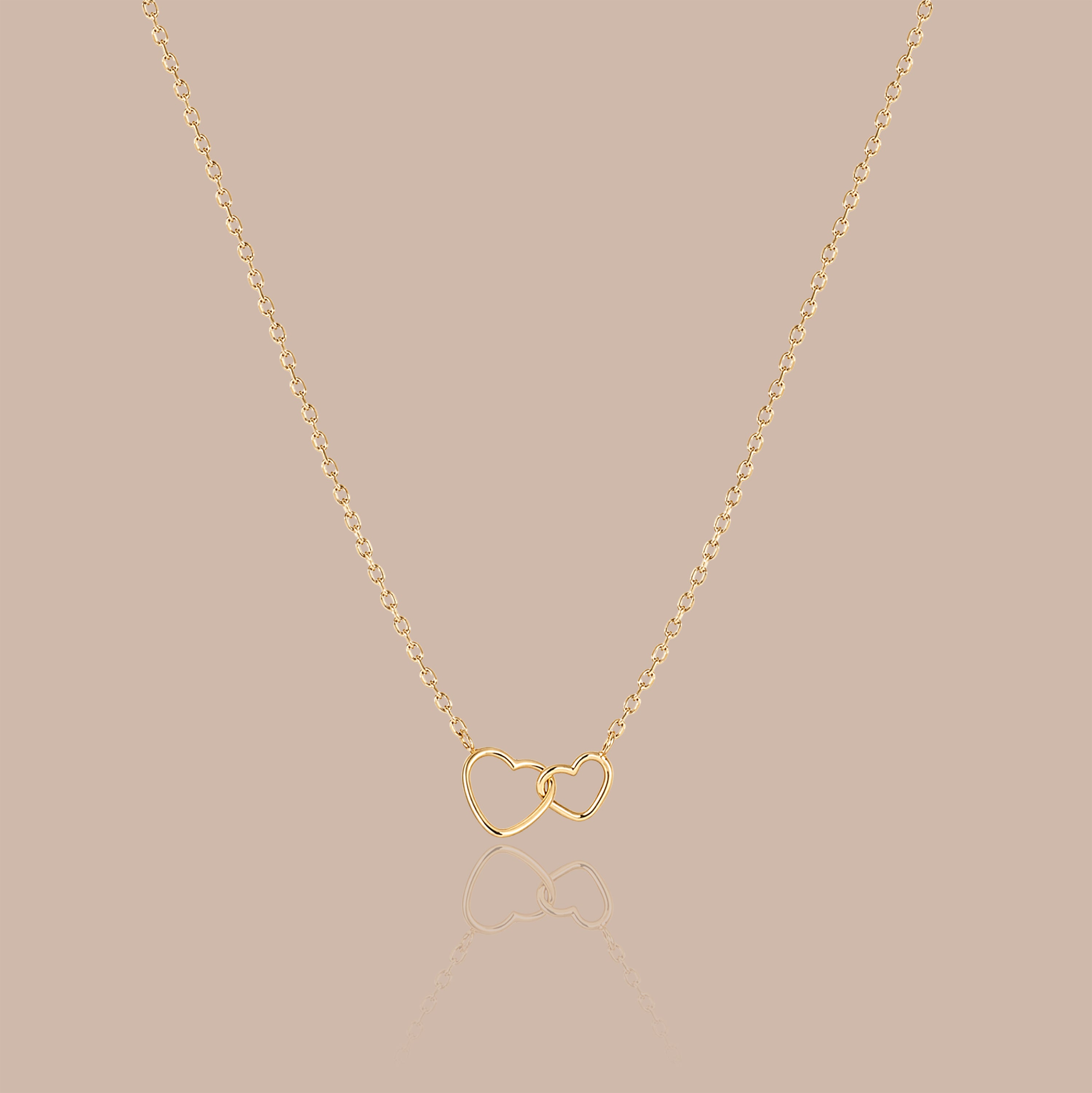Solid Gold Interlocking Heart Necklace