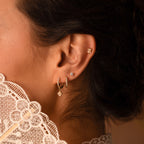 Rounded Pearl Flower Studs in 18K Gold