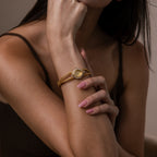 Close-up of a model's arm wearing our Duo Chain Diamond Timepiece watch