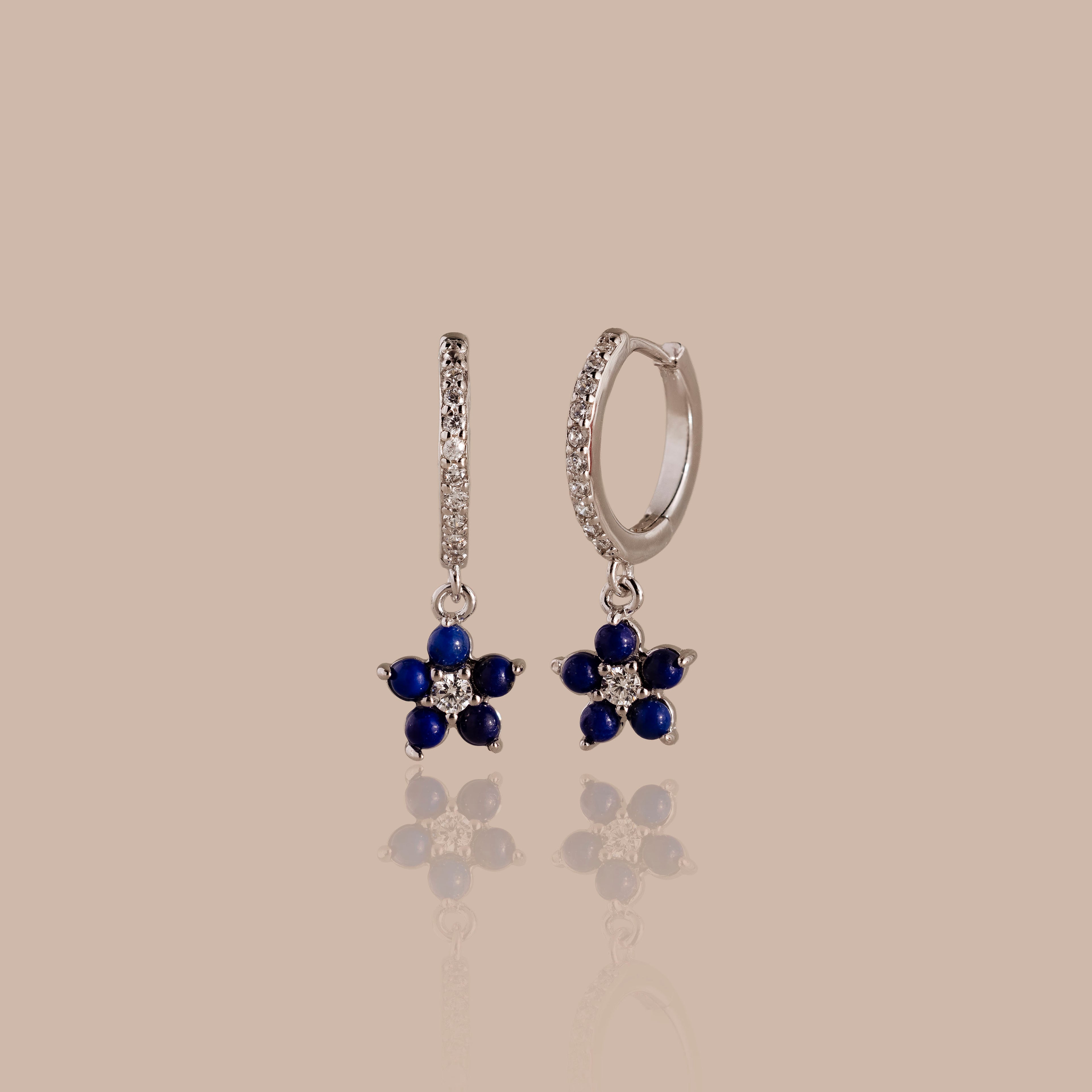 Sapphire Blossom Drop Huggies