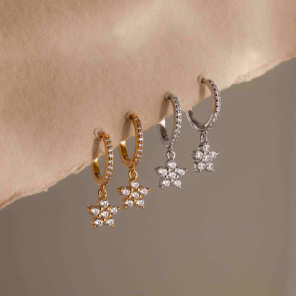 Diamond Blossom Drop Huggies