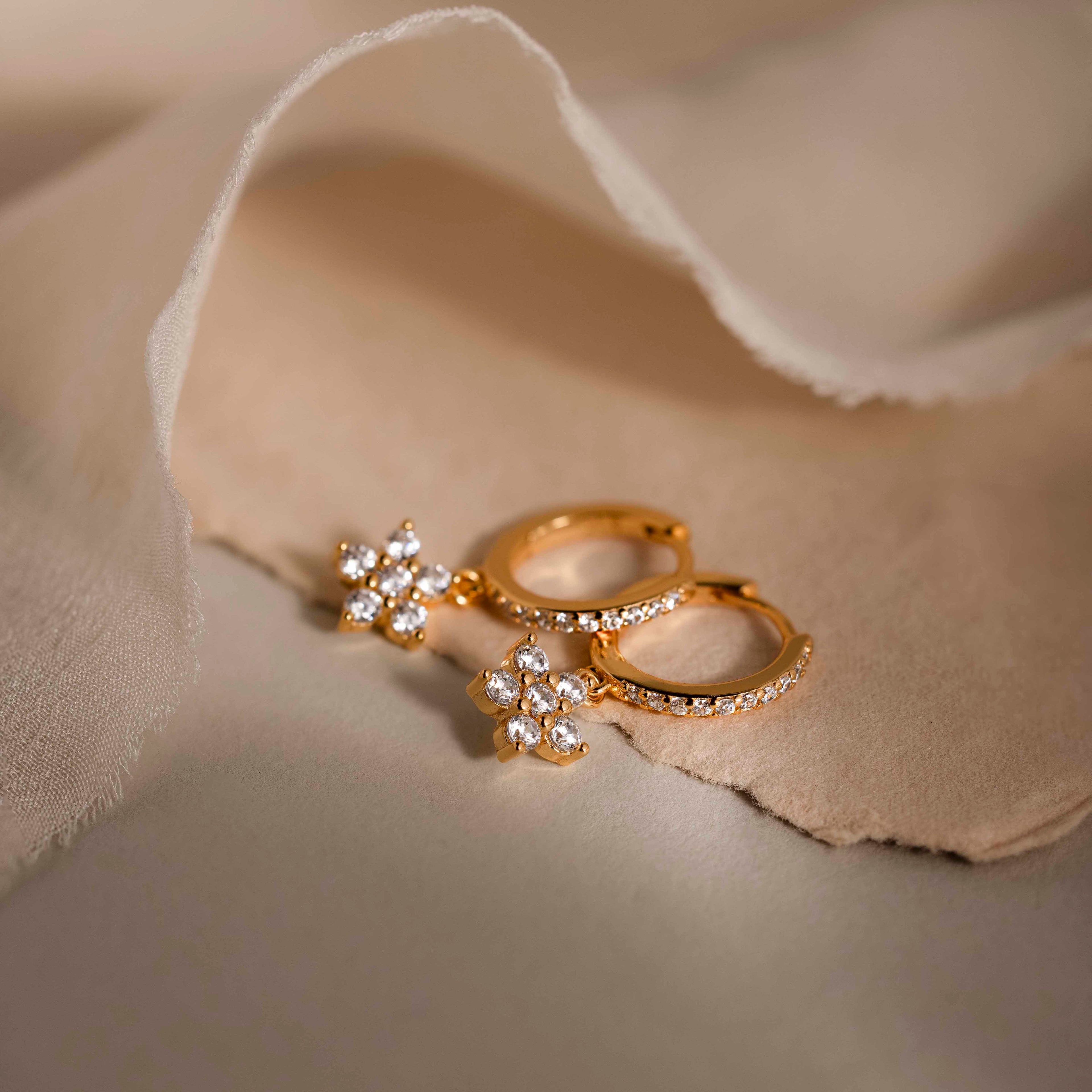 Diamond Blossom Drop Huggies