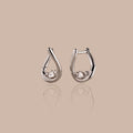 Curved Diamond Teardrop Hoops in Silver
