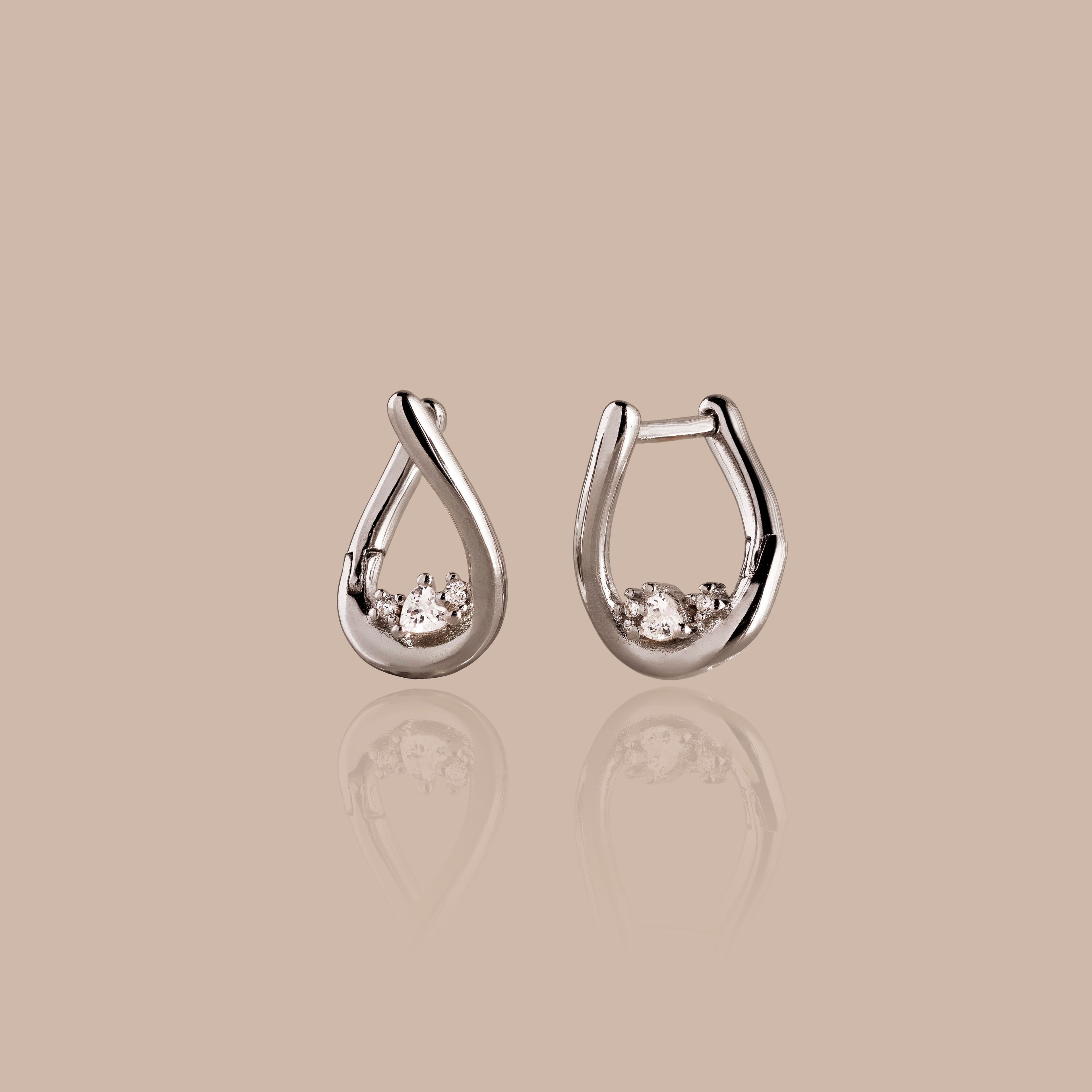 Curved Diamond Teardrop Hoops