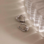 Curved Diamond Teardrop Hoops in Silver