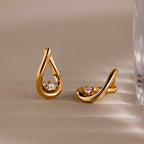 Curved Diamond Teardrop Hoops in 18K Gold
