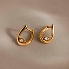 Curved Diamond Teardrop Hoops in 18K Gold