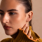 Curved Diamond Teardrop Hoops in 18K Gold