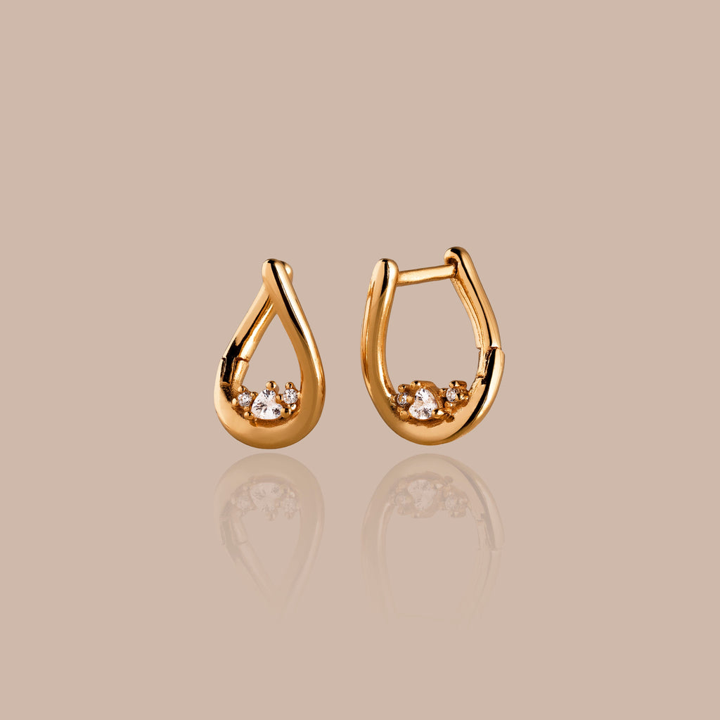 Curved Diamond Teardrop Hoops in 18K Gold