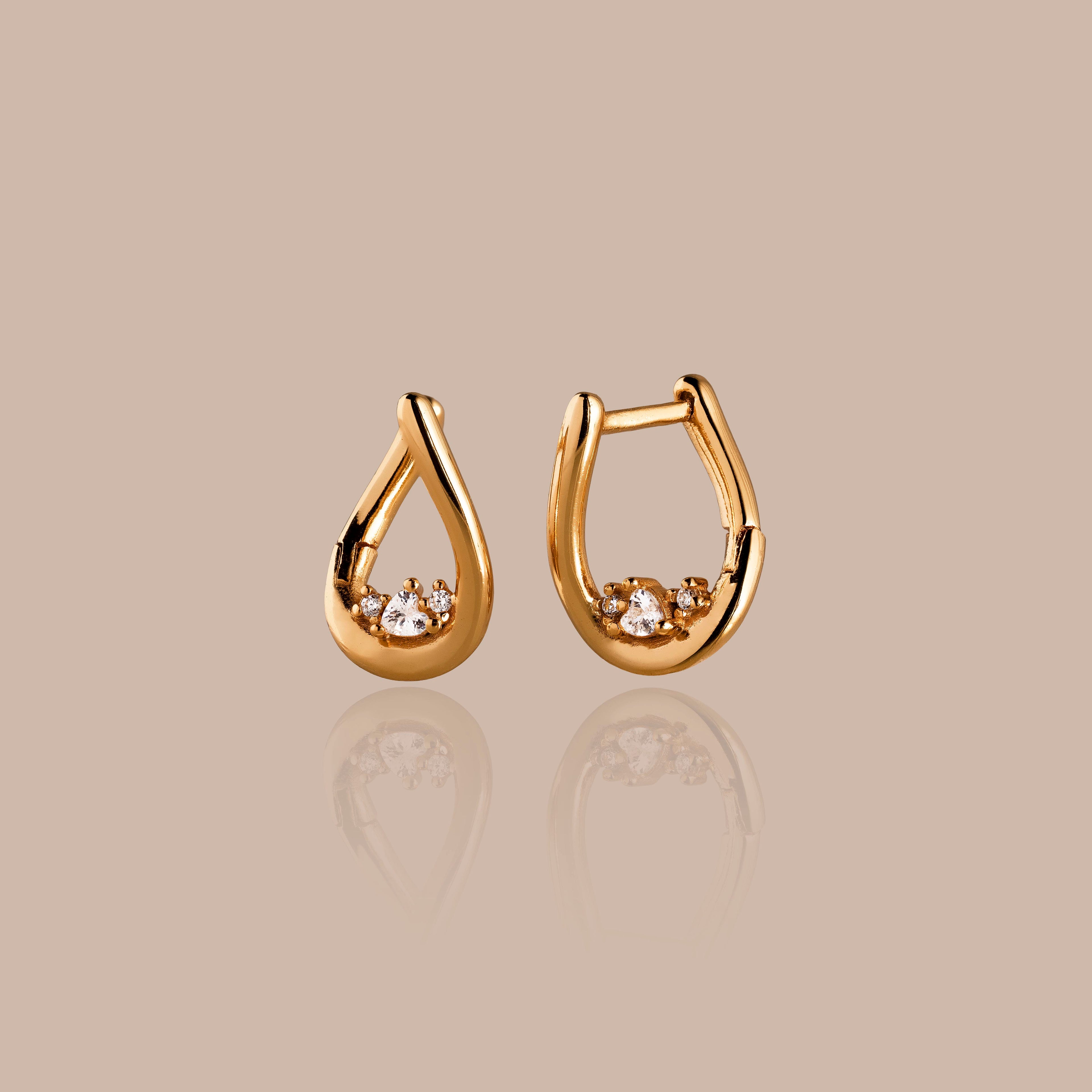 Curved Diamond Teardrop Hoops in 18K Gold