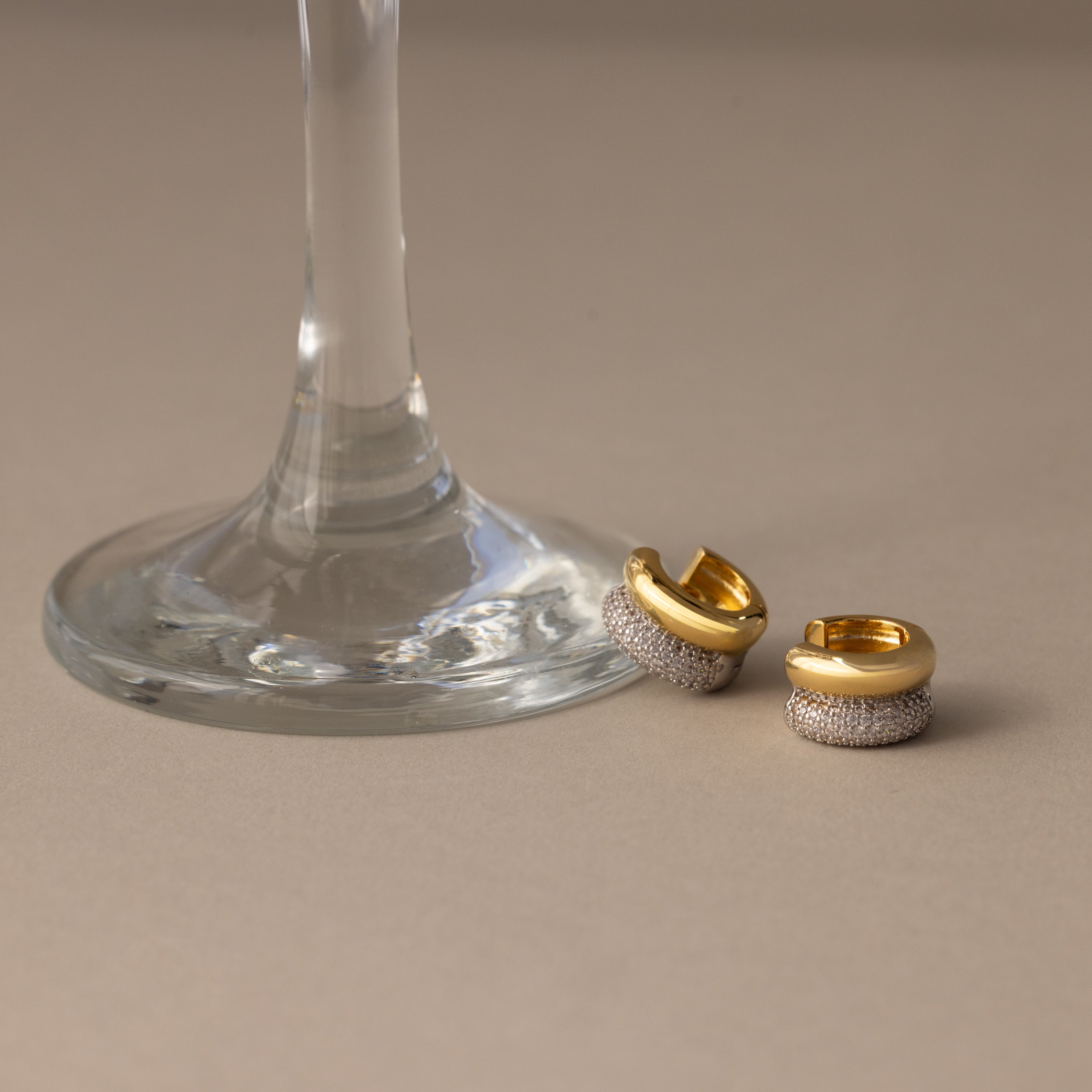 Duo Mixed Metal Pave Huggies