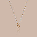 Pearl Station Beaded Charm Necklace in 18K Gold