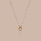 Pearl Station Beaded Charm Necklace in 18K Gold