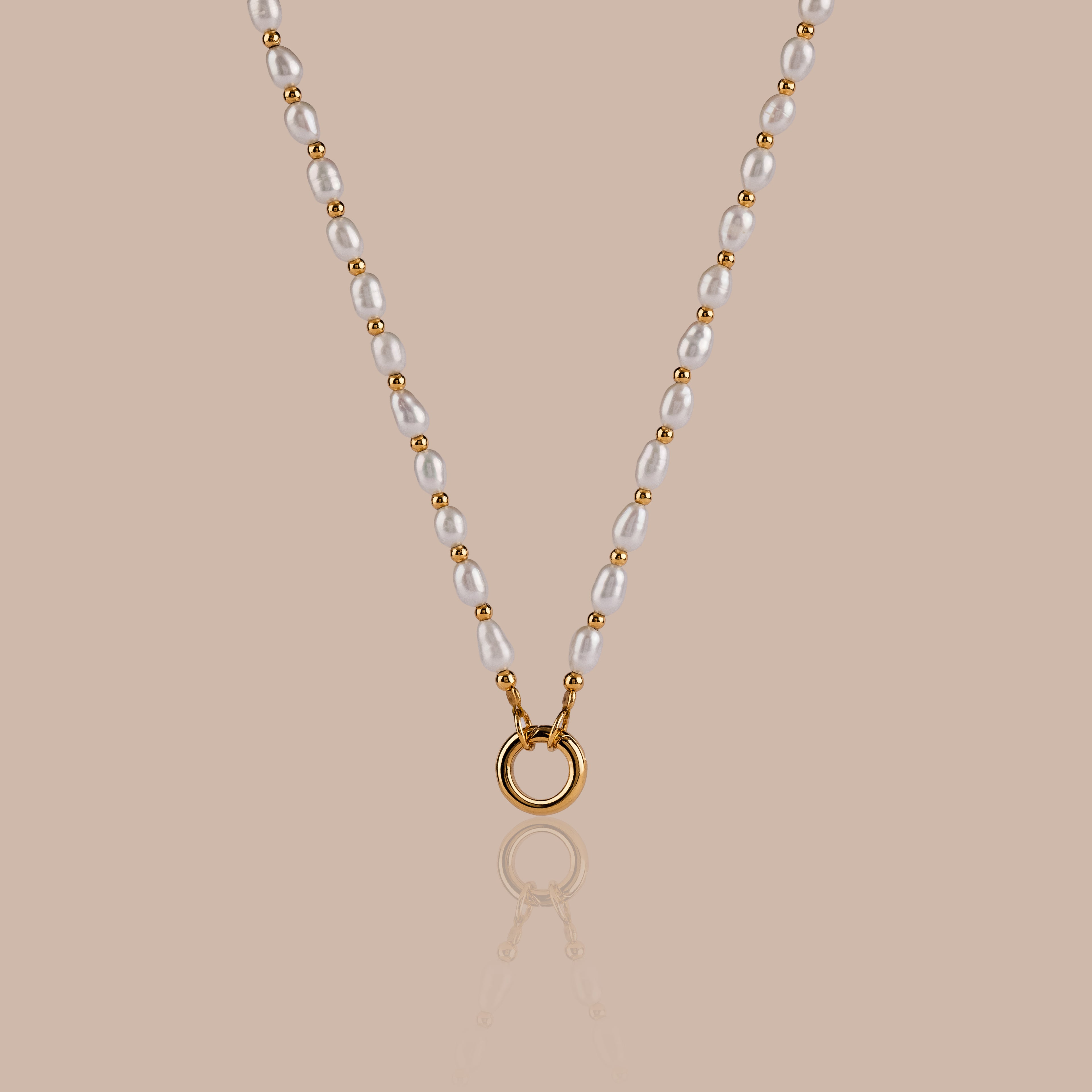 Pearl Station Beaded Charm Necklace