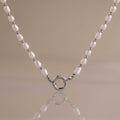 Pearl Station Beaded Charm Necklace in Silver