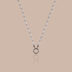 Pearl Station Beaded Charm Necklace in Silver