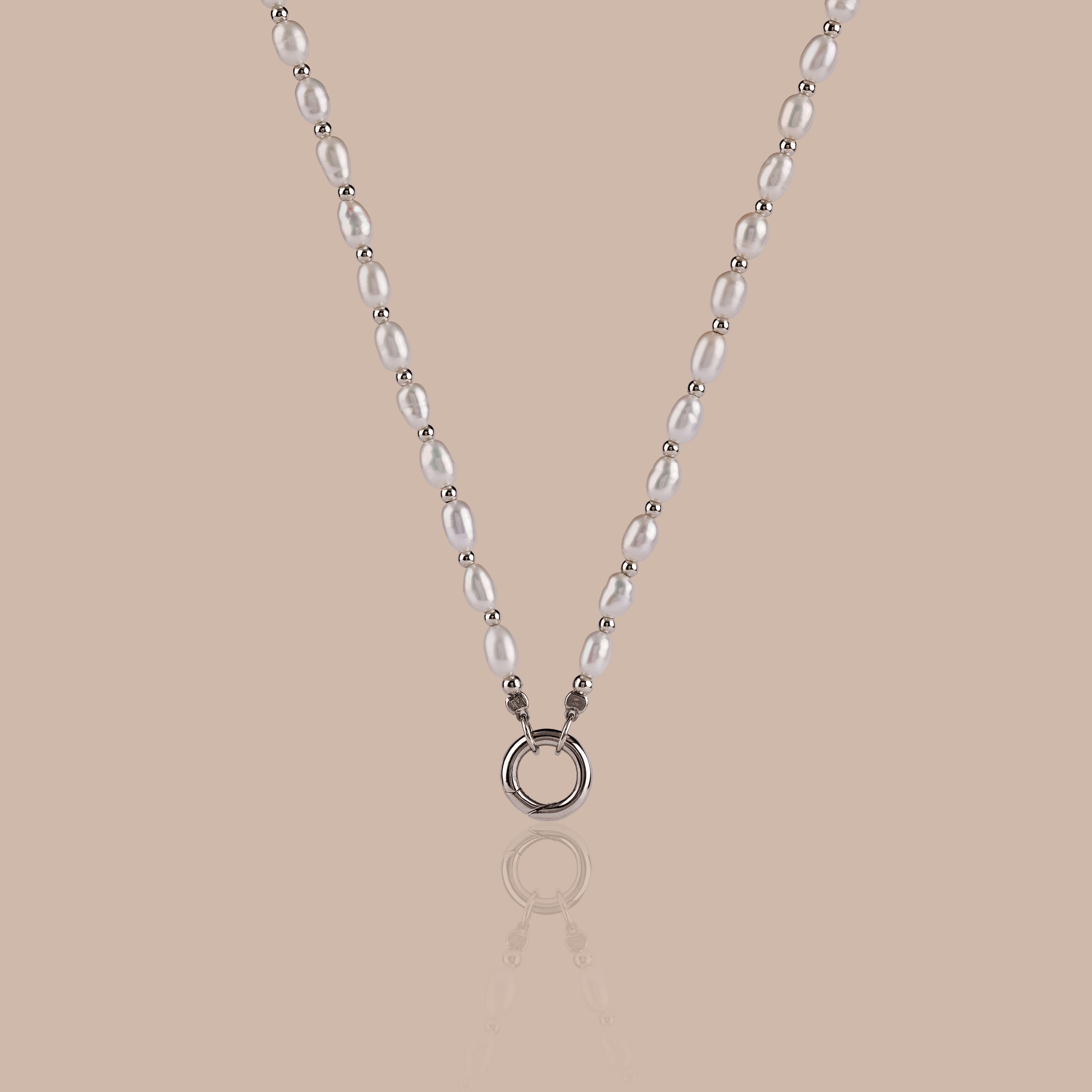 Pearl Station Beaded Charm Necklace