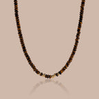 Beaded Tiger's Eye Necklace in 18K Gold