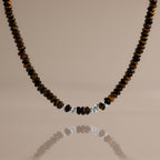 Beaded Tiger's Eye Necklace in Silver