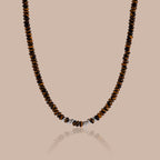 Beaded Tiger's Eye Necklace in Silver