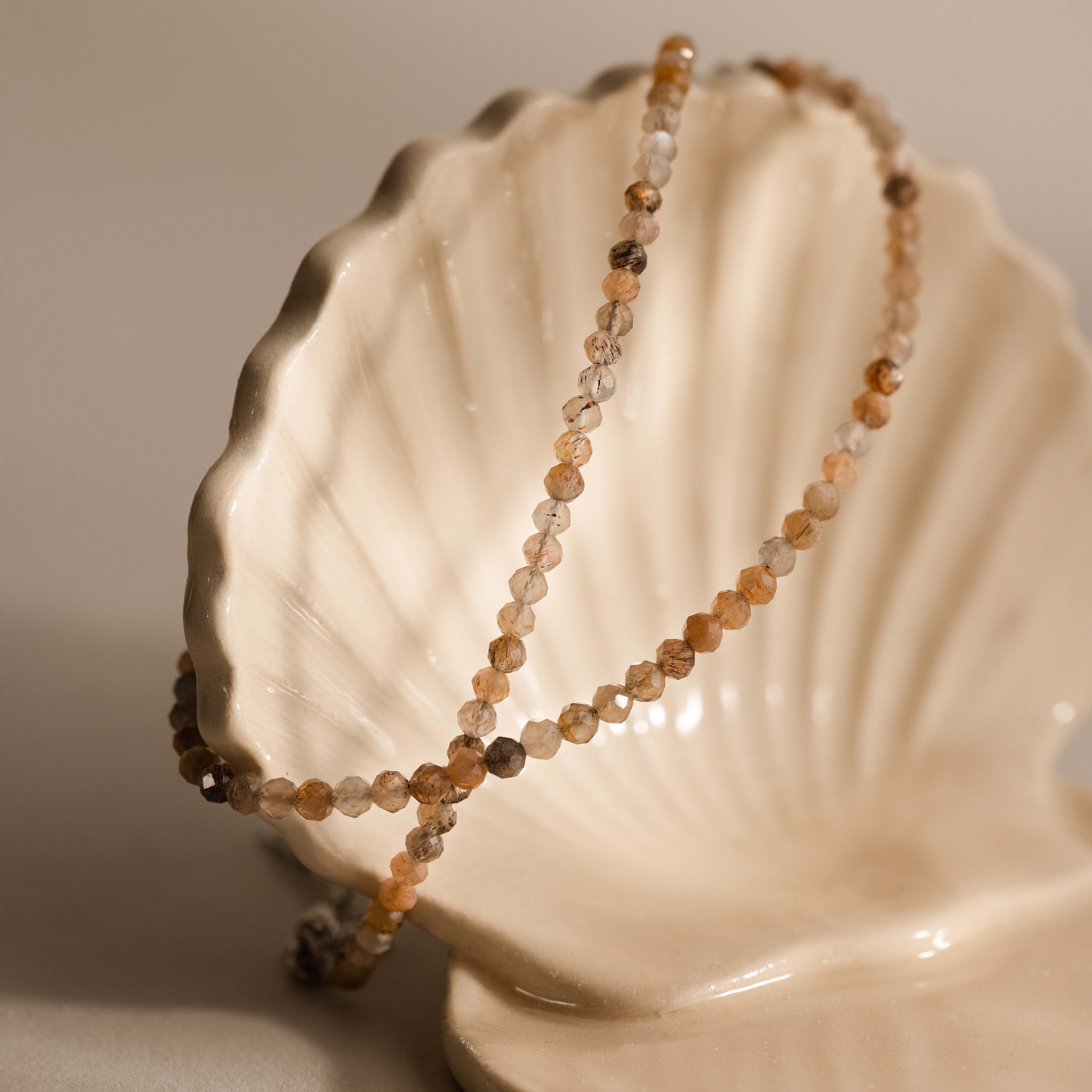 Sunstone Beaded Charm Anklet in 18K Gold