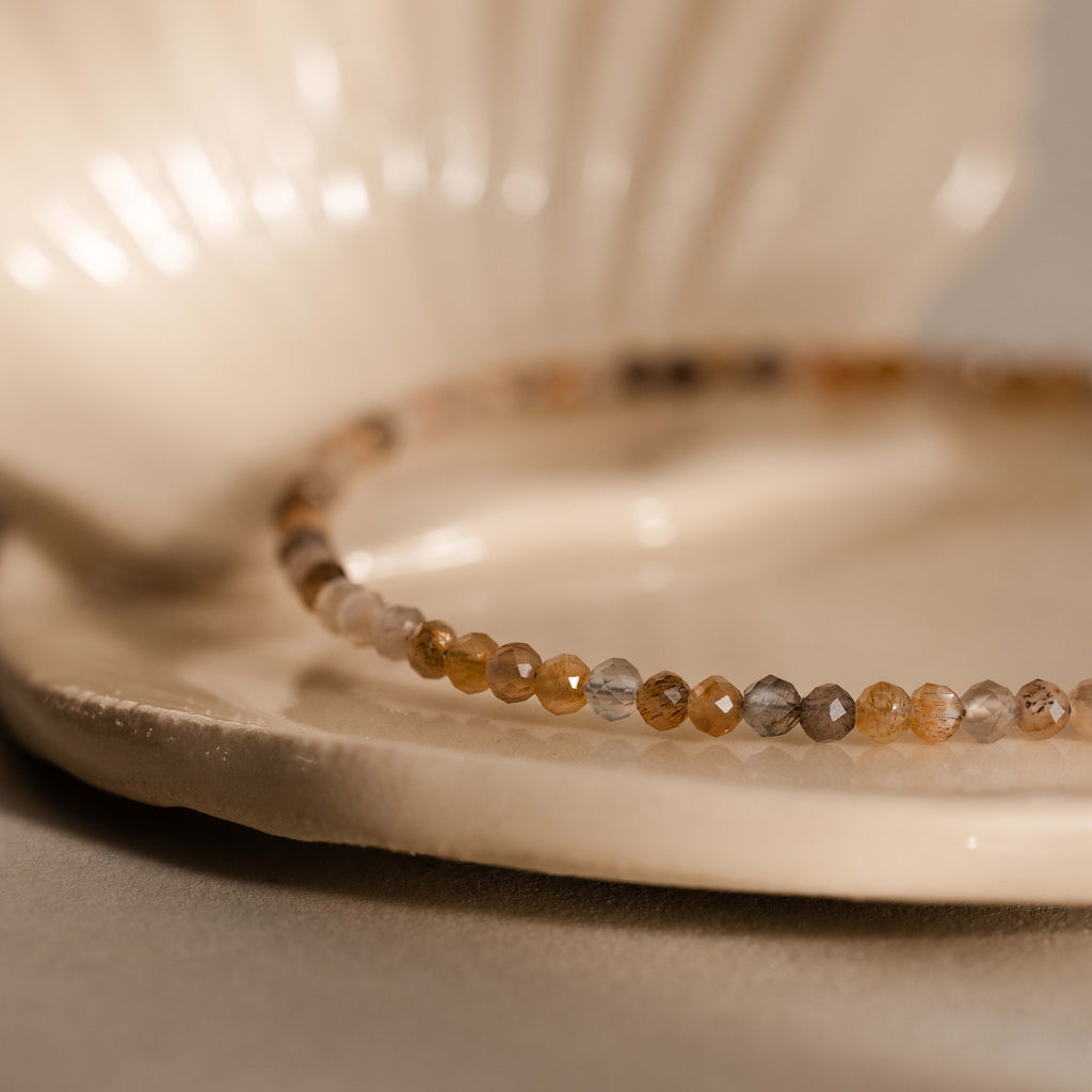 Sunstone Beaded Charm Anklet