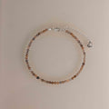 Sunstone Beaded Charm Anklet in Silver