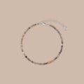 Sunstone Beaded Charm Anklet in Silver