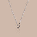 Pearl Beaded Charm Necklace in Silver