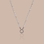 Pearl Beaded Charm Necklace in Silver
