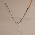 Sunstone Beaded Charm Necklace in Silver