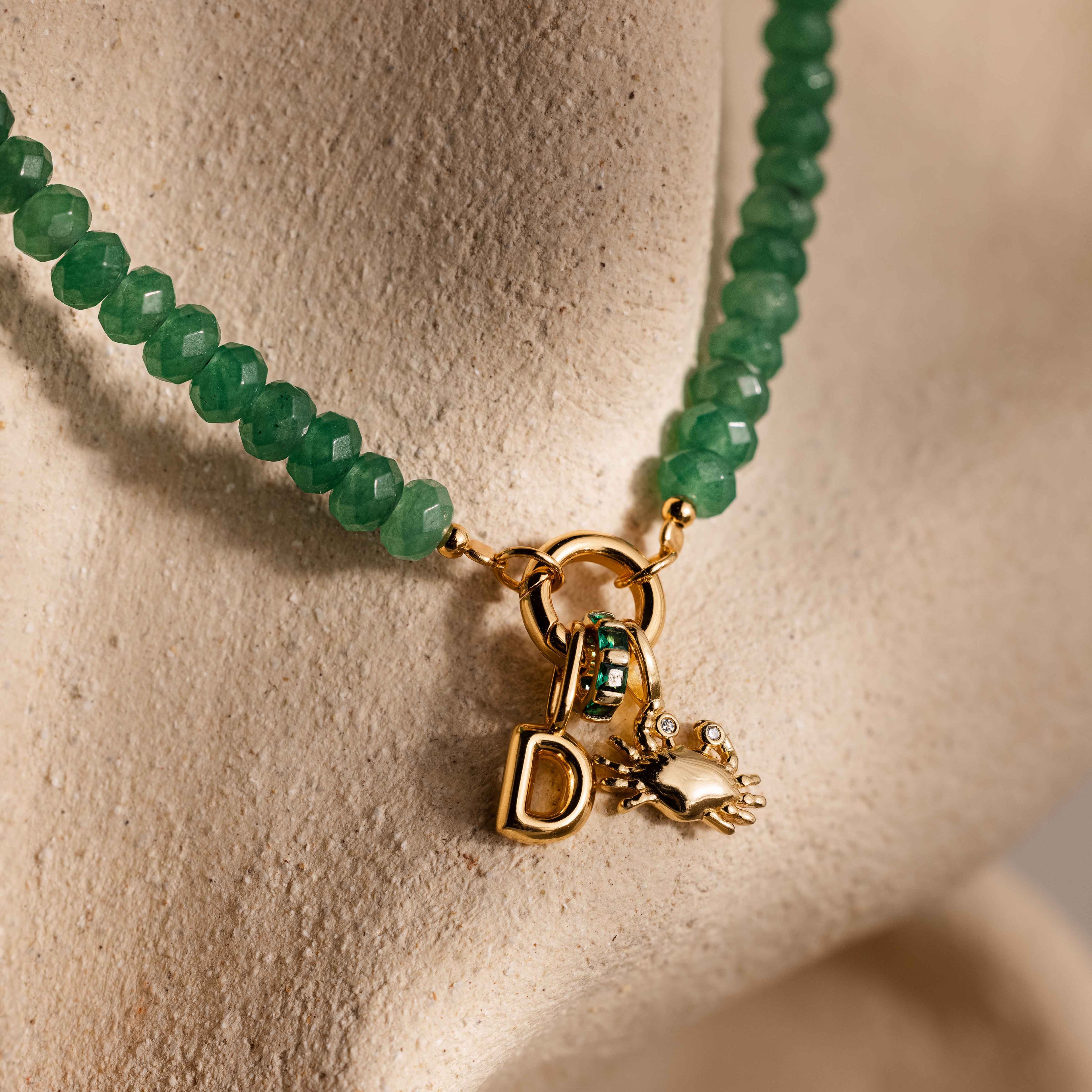 Evergreen Beaded Charm Necklace in 18K Gold