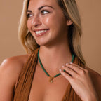 Evergreen Beaded Charm Necklace in 18K Gold