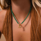Evergreen Beaded Charm Necklace in 18K Gold