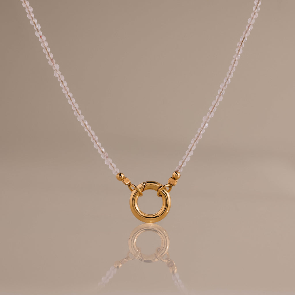 Quartz Beaded Charm Necklace in 18K Gold