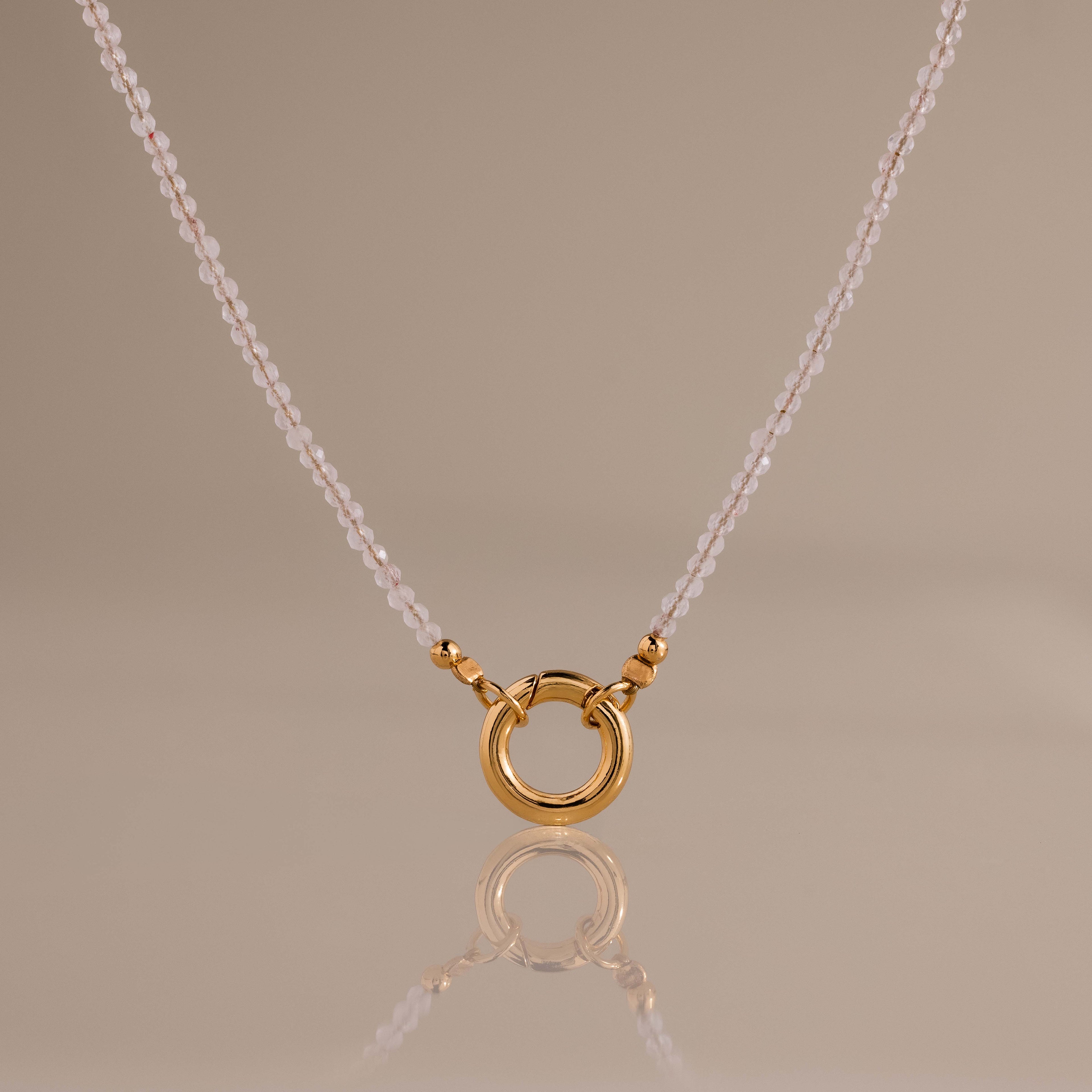 Quartz Beaded Charm Necklace in 18K Gold