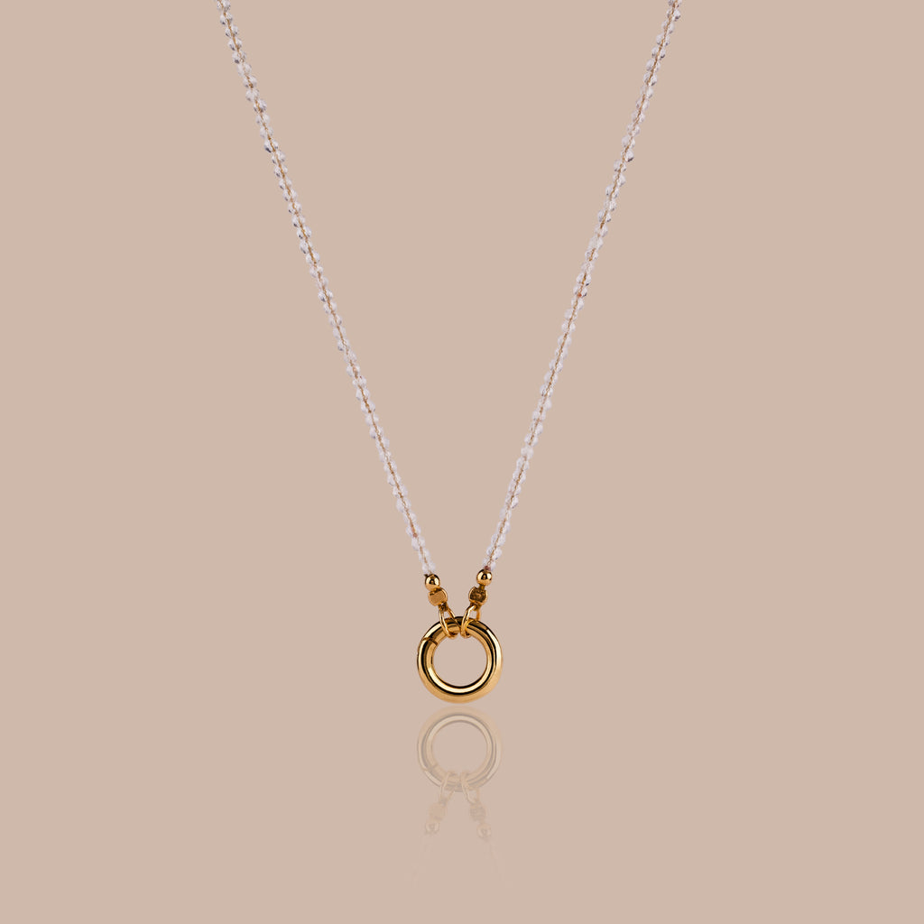Crystal Beaded Charm Necklace in 18K Gold