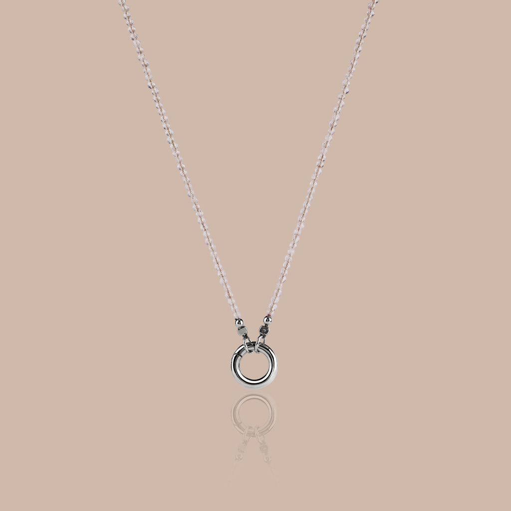 Crystal Beaded Charm Necklace in Silver