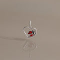 Ladybug Heart Charm in Silver