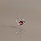 Ladybug Heart Charm in Silver