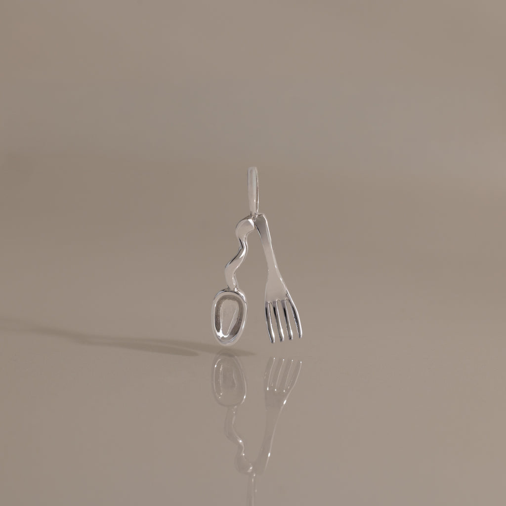 Spoon & Fork Charm in Silver