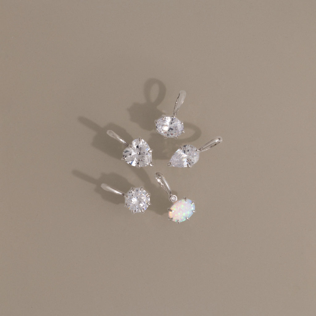 Love Mixed Gemstone Charm Set in Silver